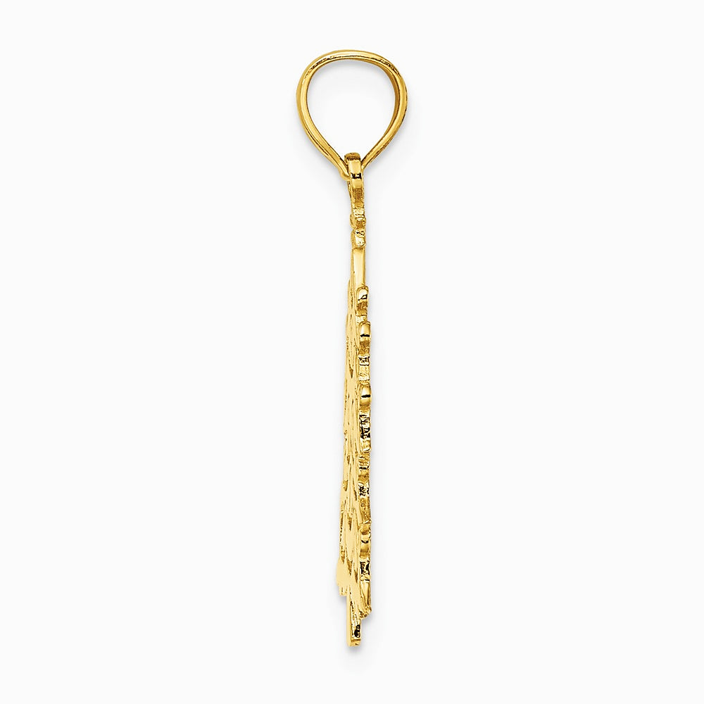 10K / 14K Yellow Gold Polished Christmas Tree Pendant - Product Photo