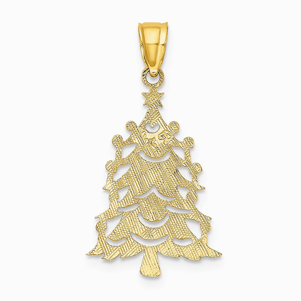 10K / 14K Yellow Gold Polished Christmas Tree Pendant - Product Photo