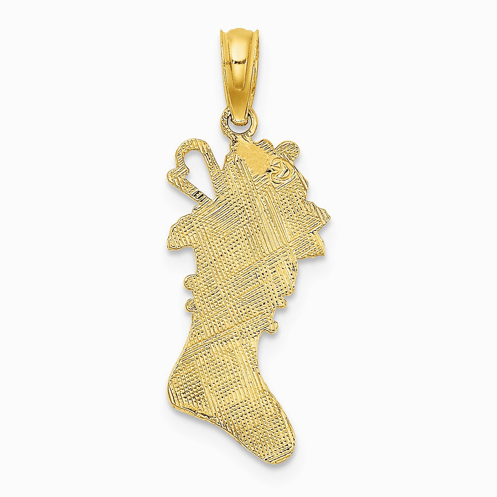 10K / 14K Yellow Gold Polished Christmas Stocking Pendant - Product Photo