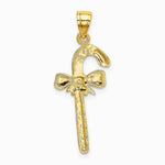 10K / 14K Yellow Gold Solid Polished Candy Cane Pendant - Product Photo