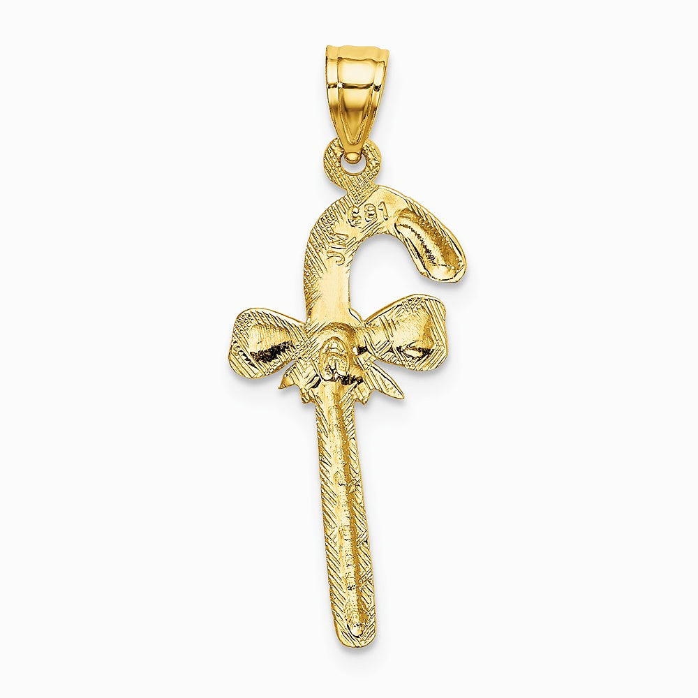 10K / 14K Yellow Gold Solid Polished Candy Cane Pendant - Product Photo