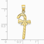 10K / 14K Yellow Gold Solid Polished Candy Cane Pendant - Product Photo