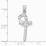 10K / 14K White Gold Solid Polished Candy Cane Pendant - Product Photo