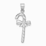 10K / 14K White Gold Solid Polished Candy Cane Pendant - Product Photo