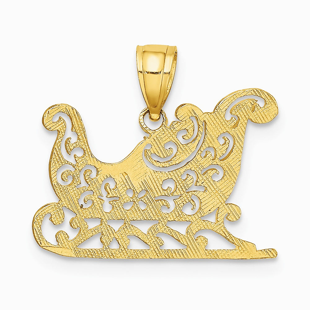 10K / 14K Yellow Gold Polished Sleigh Pendant - Product Photo