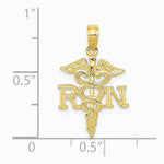 10K / 14K Yellow Gold RN Caduceus Pendant - Product Photo