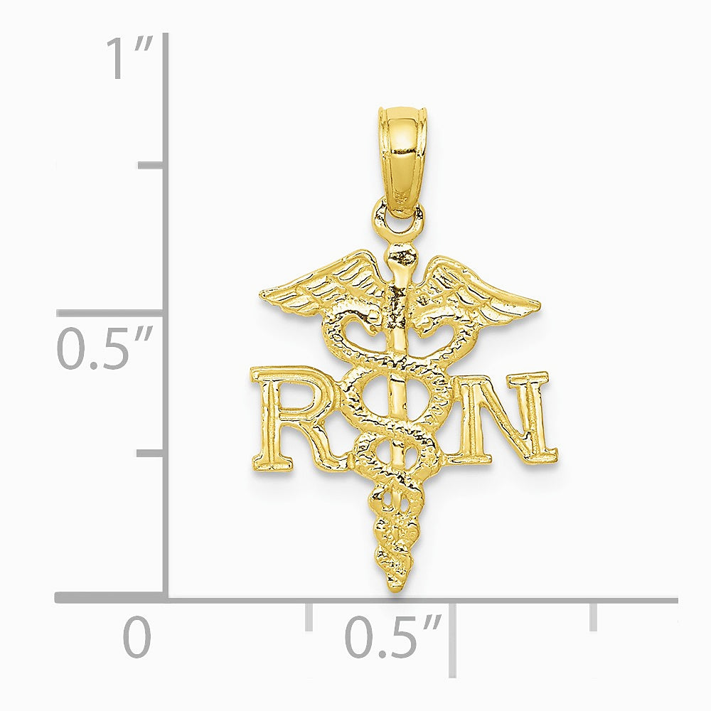 10K / 14K Yellow Gold RN Caduceus Pendant - Product Photo
