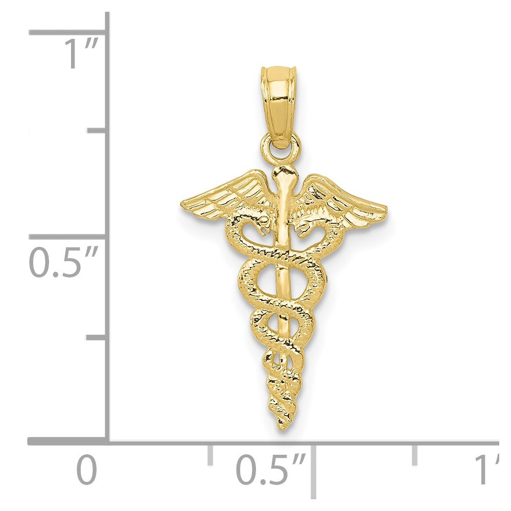 10K / 14K Yellow Gold Caduceus Pendant - Product Photo