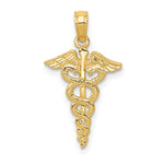 10K / 14K Yellow Gold Caduceus Pendant - Product Photo