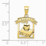 10K / 14K Yellow Gold Polished Flat-Backed Teacher Frame Pendant - Product Photo