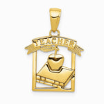 10K / 14K Yellow Gold Polished Flat-Backed Teacher Frame Pendant - Product Photo