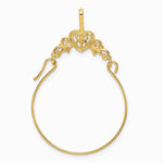 10K / 14K Yellow Gold Polished Filigree Heart Charm Holder - Product Photo