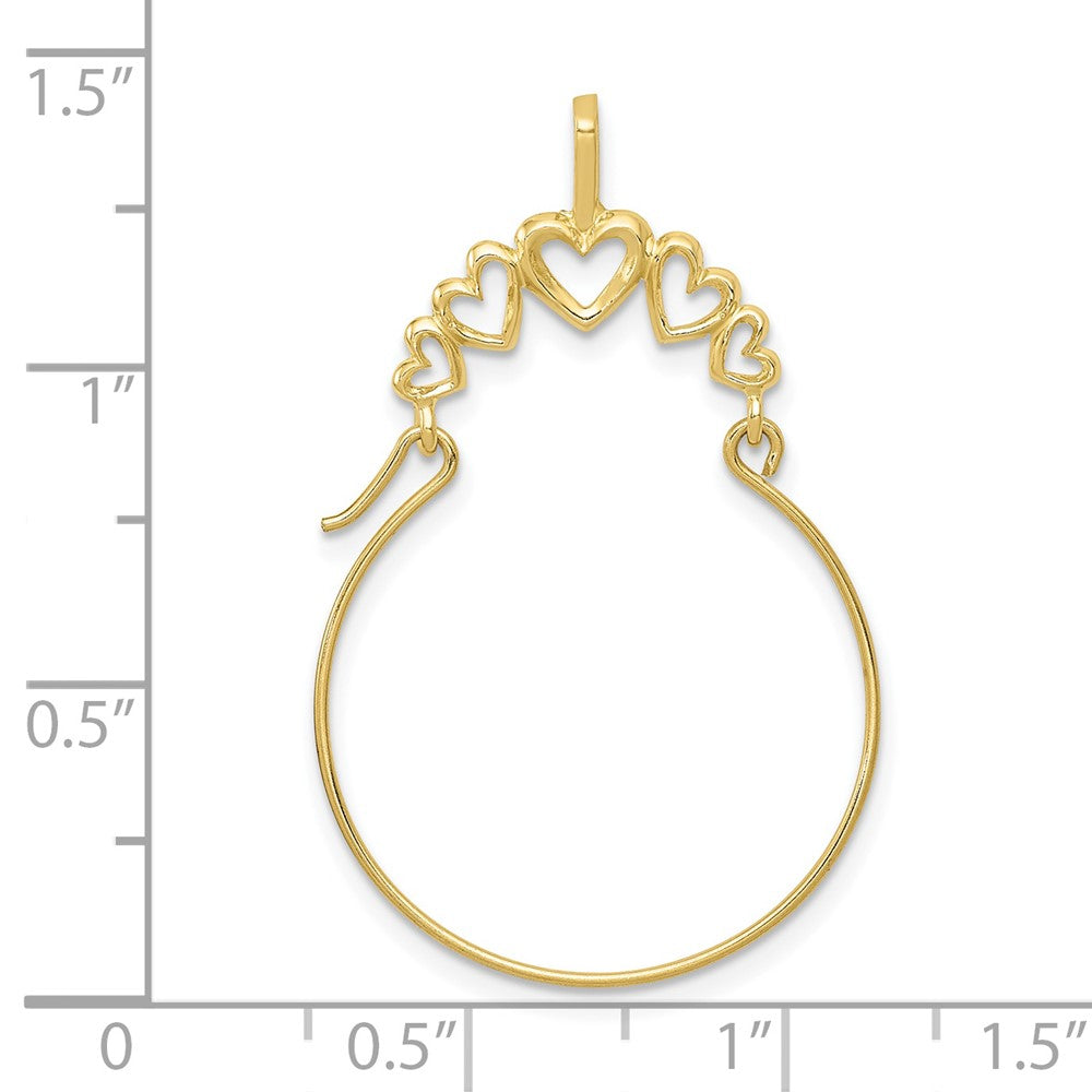 10K / 14K Yellow Gold Polished 5-Heart Charm Holder - Product Photo