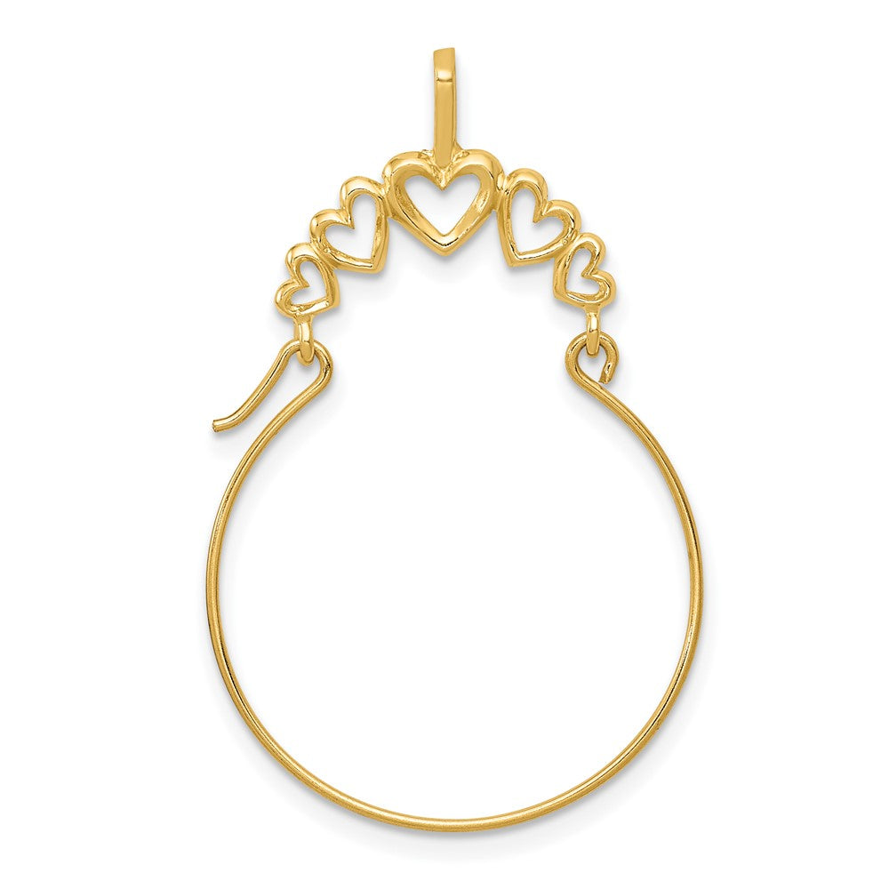 10K / 14K Yellow Gold Polished 5-Heart Charm Holder - Product Photo