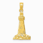 10K / 14K Yellow Gold Lighthouse Pendant - Product Photo