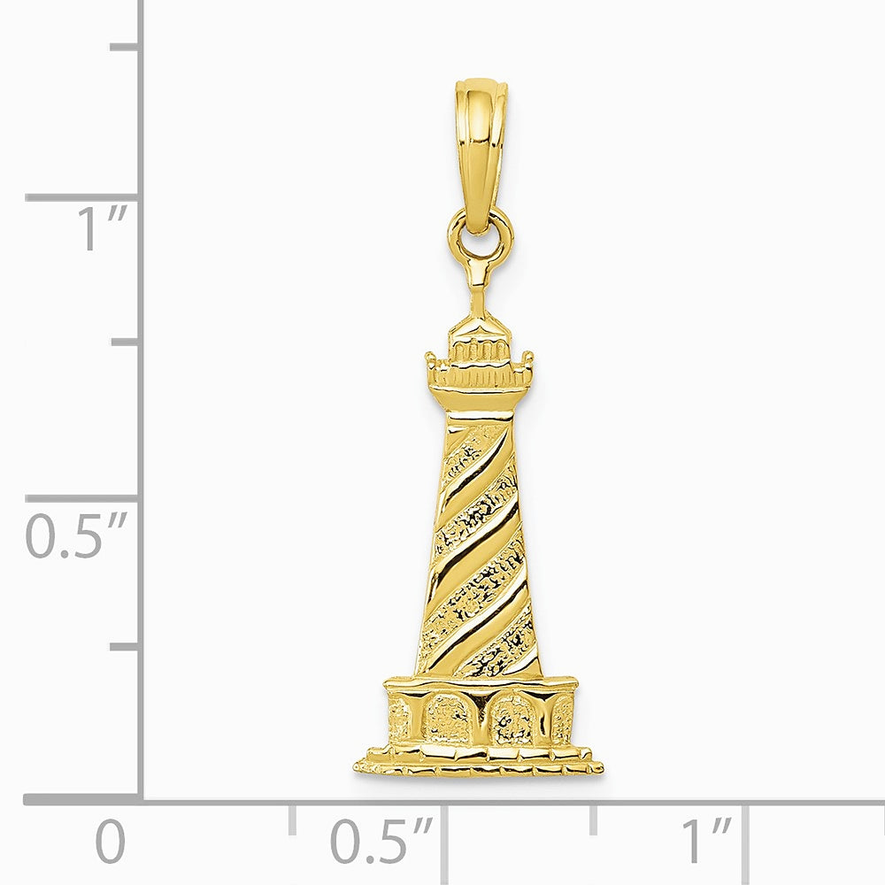 10K / 14K Yellow Gold Lighthouse Pendant - Product Photo