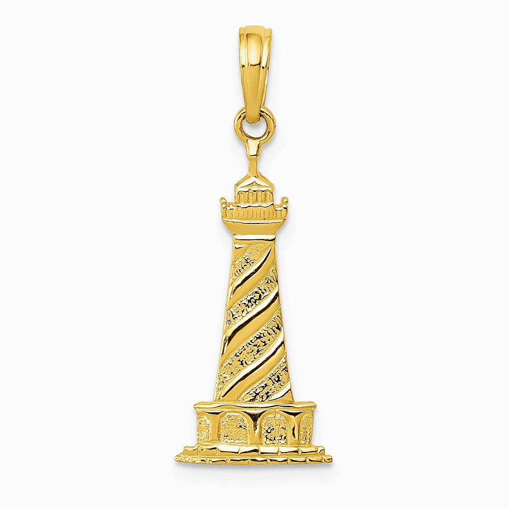 10K / 14K Yellow Gold Lighthouse Pendant - Product Photo