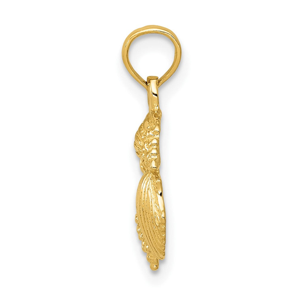 10K / 14K Yellow Gold Solid Polished Mini Shell Cluster Pendant - Product Photo