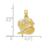 10K / 14K Yellow Gold Solid Polished Mini Shell Cluster Pendant - Product Photo