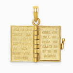 10K / 14K Yellow Gold 3D Lords Prayer Bible Pendant - Product Photo