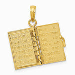 10K / 14K Yellow Gold 3D Lords Prayer Bible Pendant - Product Photo