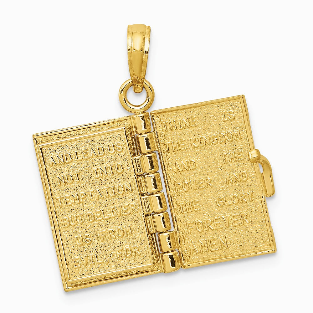 10K / 14K Yellow Gold 3D Lords Prayer Bible Pendant - Product Photo