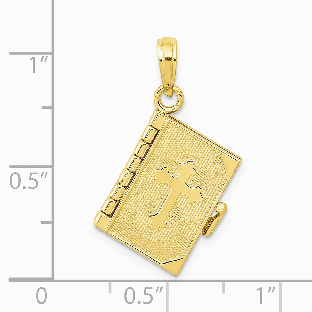 10K / 14K Yellow Gold 3D Lords Prayer Bible Pendant - Product Photo