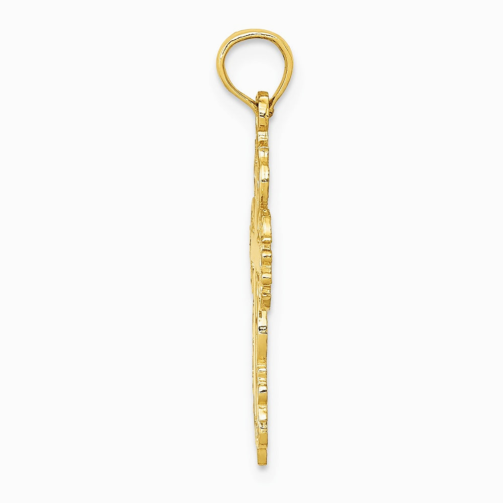 10K / 14K Yellow Gold Fancy Cross Pendant - Product Photo