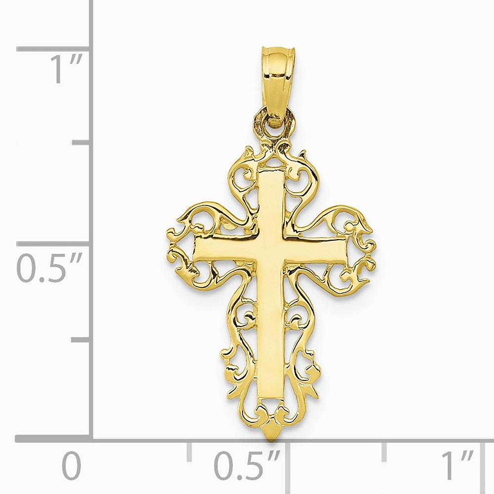 10K / 14K Yellow Gold Fancy Cross Pendant - Product Photo