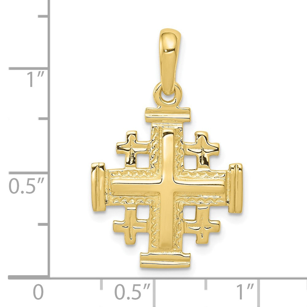 10K / 14K Yellow Gold Jerusalem Cross Pendant - Product Photo