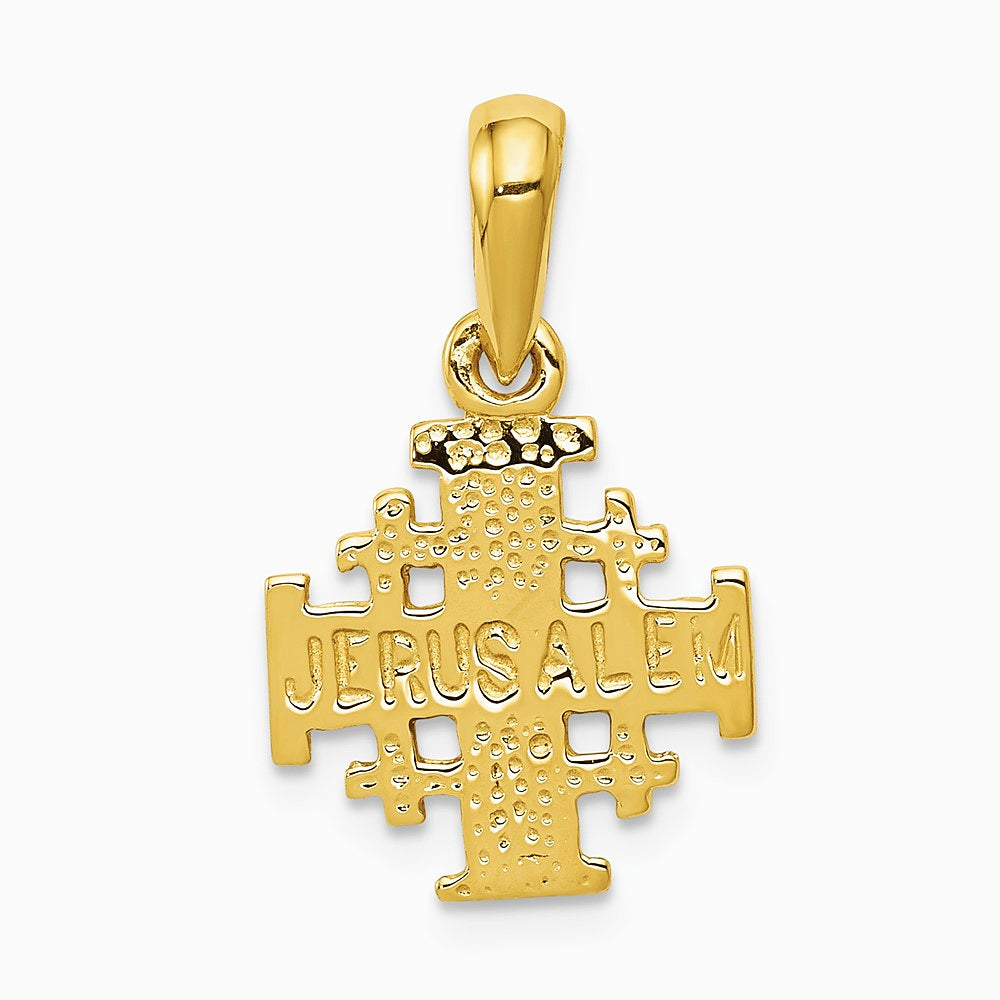 10K / 14K Yellow Gold Jerusalem Cross Charm - Product Photo
