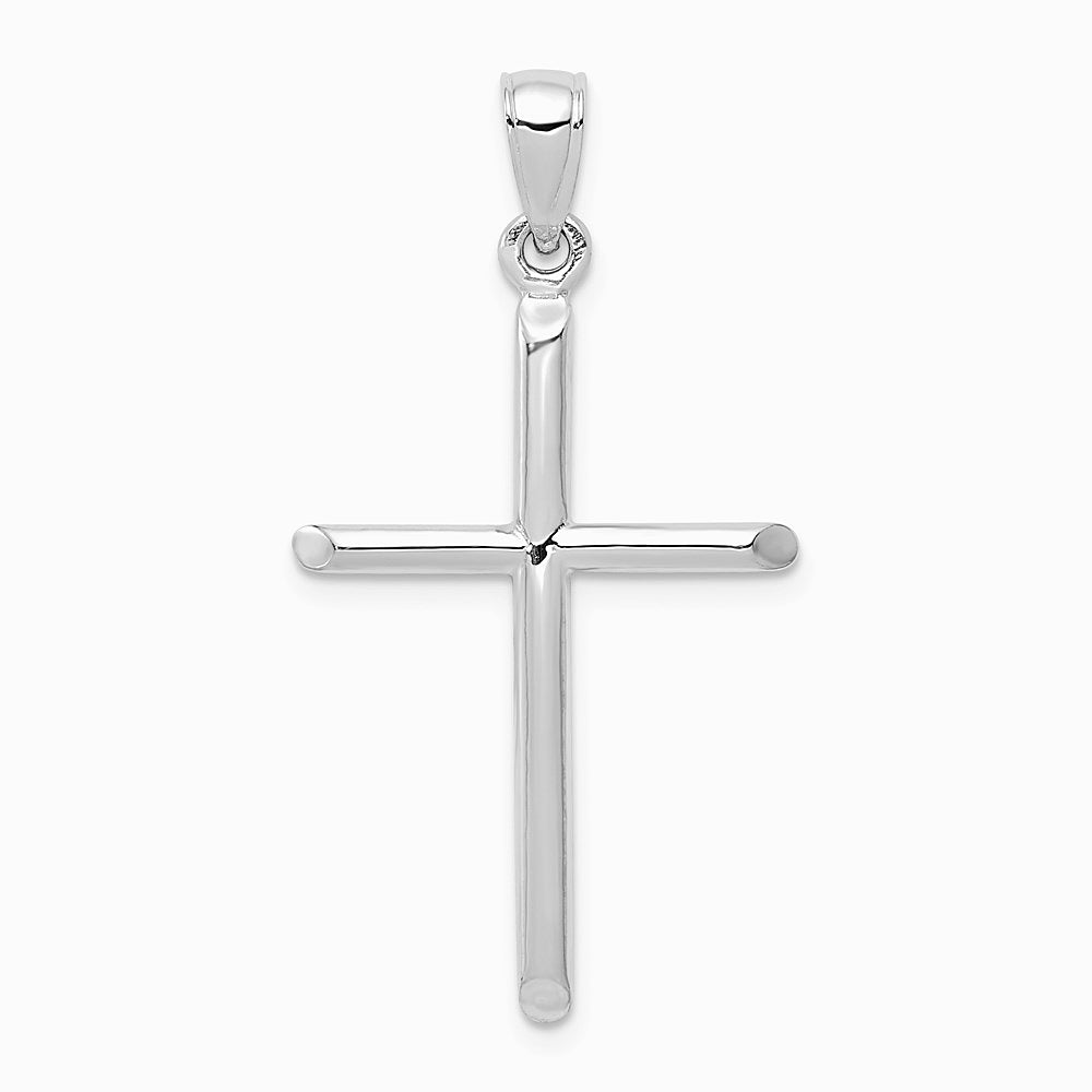 10K / 14K White Gold Tubular Cross Pendant - Product Photo