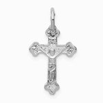 10K / 14K White Gold Diamond-cut Crucifix Charm - Product Photo