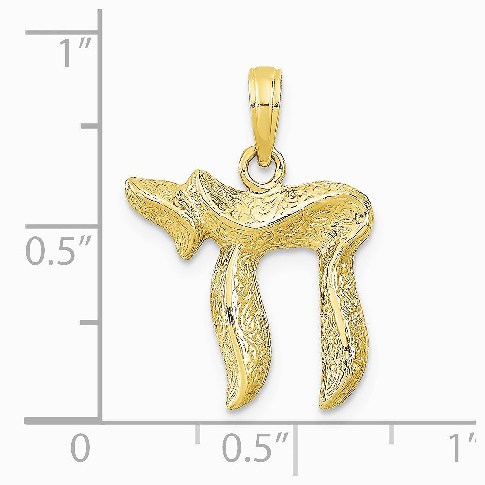 10K / 14K Yellow Gold Chai Pendant - Product Photo