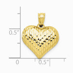 10K / 14K Yellow Gold Polished & Textured 3-D Heart Pendant - Product Photo