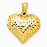 10K / 14K Yellow Gold Polished & Textured 3-D Heart Pendant - Product Photo