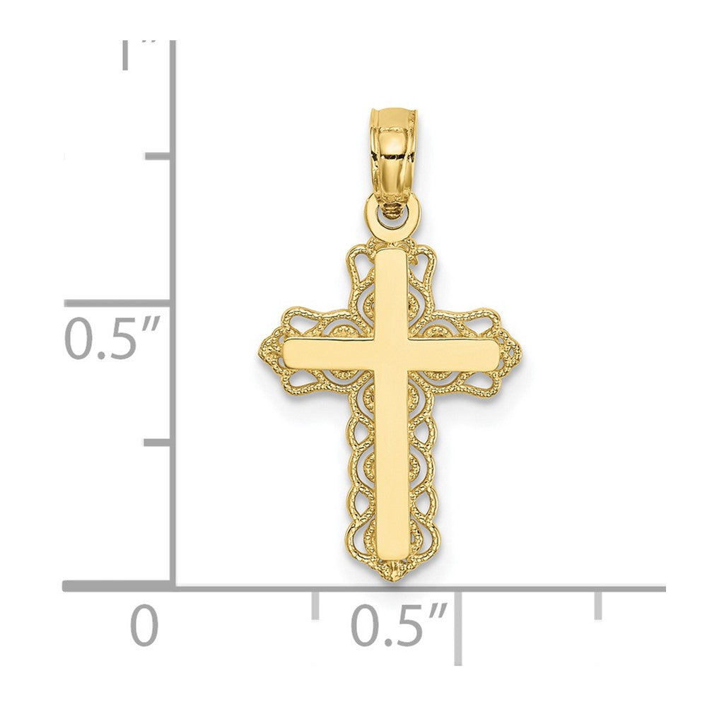 10K / 14K Yellow Gold Budded Cross Charm - Product Photo