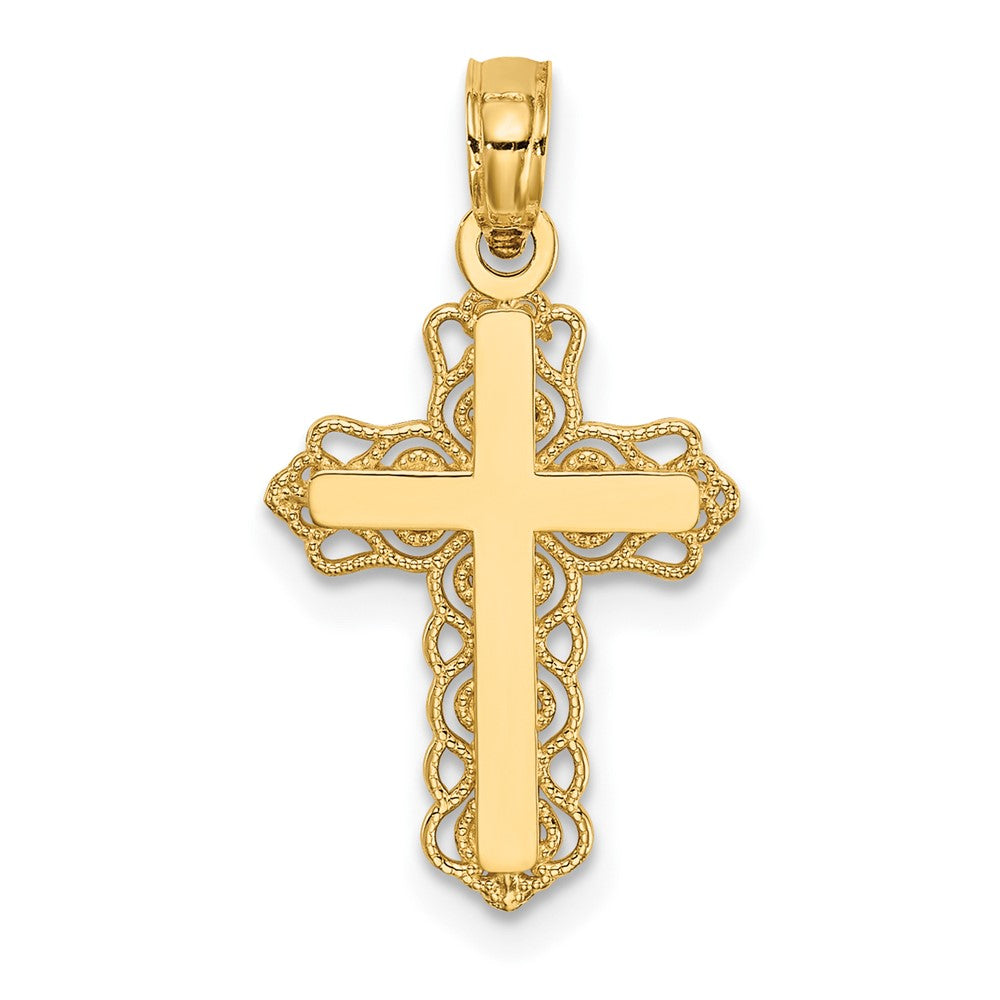 10K / 14K Yellow Gold Budded Cross Charm - Product Photo