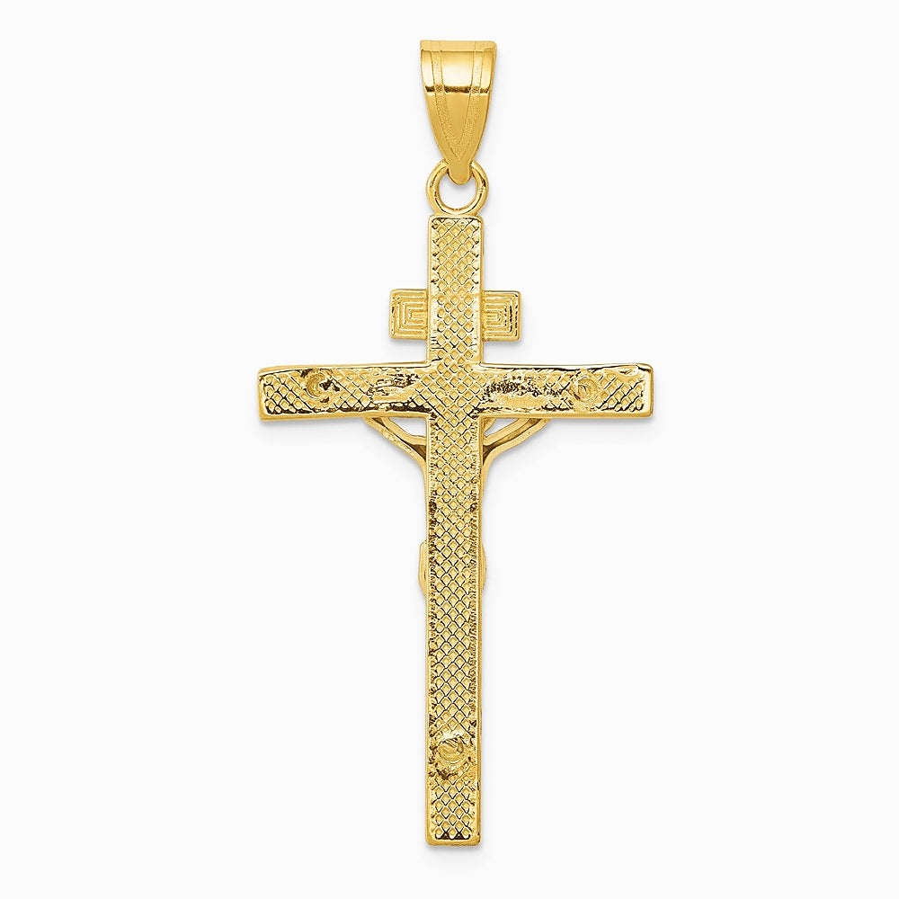 10K / 14K Two-tone INRI Crucifix Pendant - Product Photo