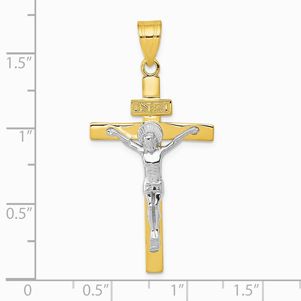 10K / 14K Two-tone INRI Crucifix Pendant - Product Photo