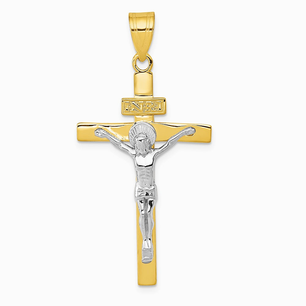 10K / 14K Two-tone INRI Crucifix Pendant - Product Photo