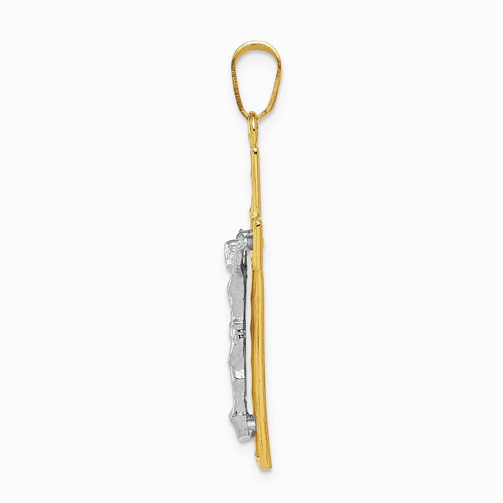 10K / 14K Two-tone Diamond-cut Crucifix Pendant - Product Photo