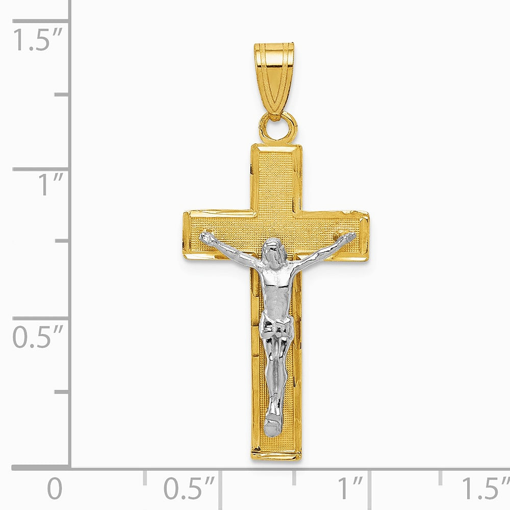 10K / 14K Two-tone Diamond-cut Crucifix Pendant - Product Photo