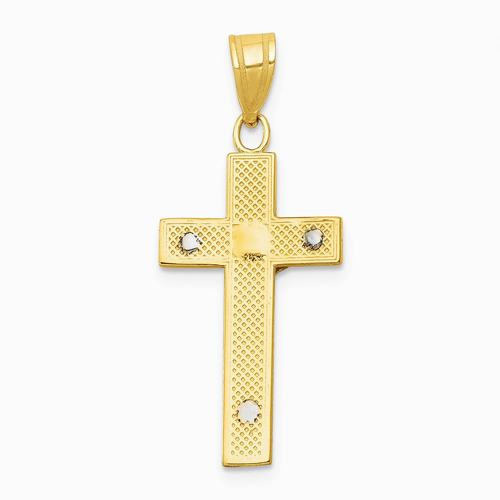10K / 14K Two-tone Diamond-cut Crucifix Charm - Product Photo