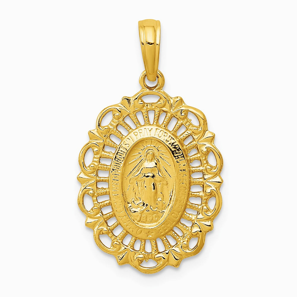 10K Yellow Gold Oval Miraculous Medal Pendant - Product Photo