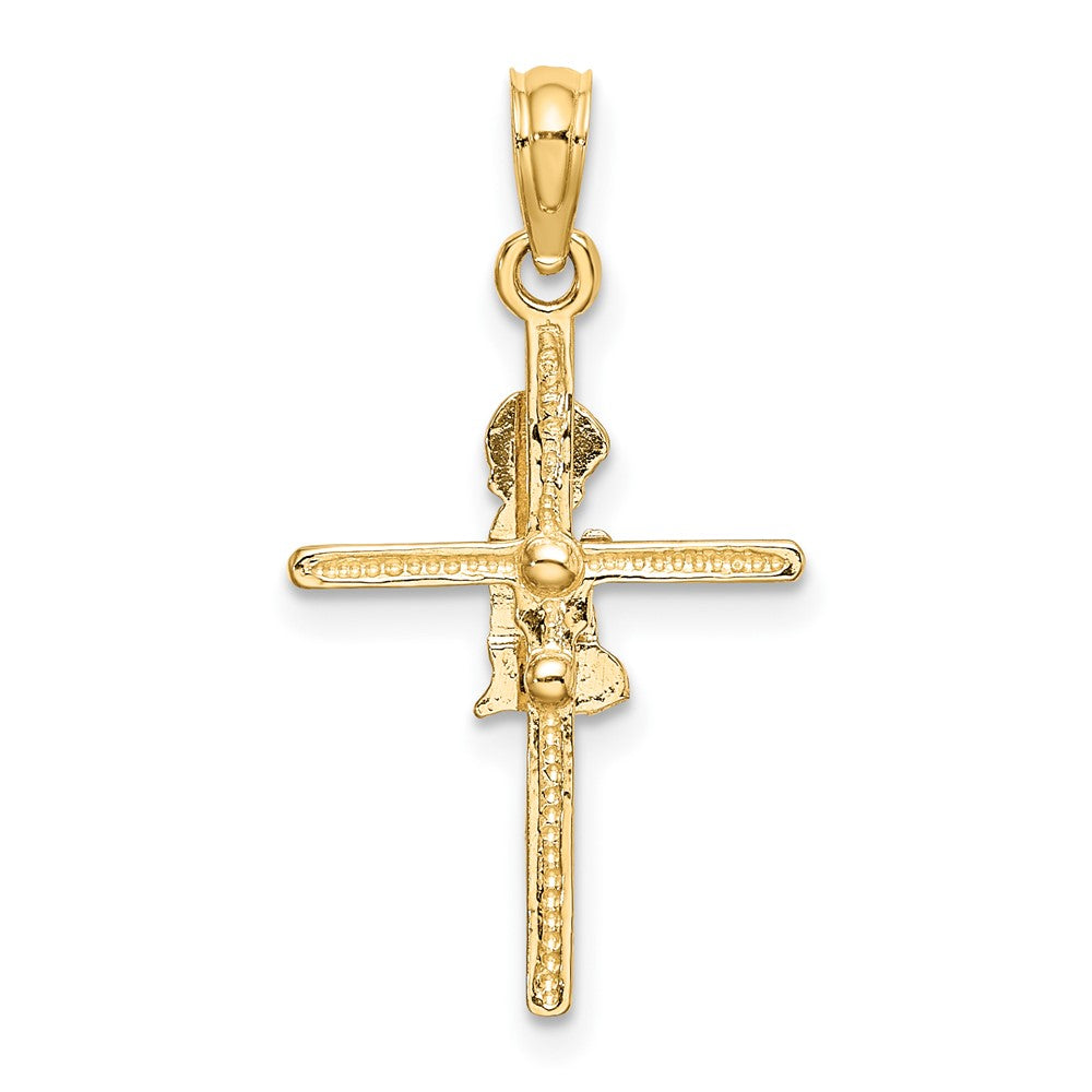 10K / 14K Yellow Gold Praying Boy Cross Charm - Product Photo