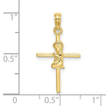 10K / 14K Yellow Gold Praying Boy Cross Charm - Product Photo