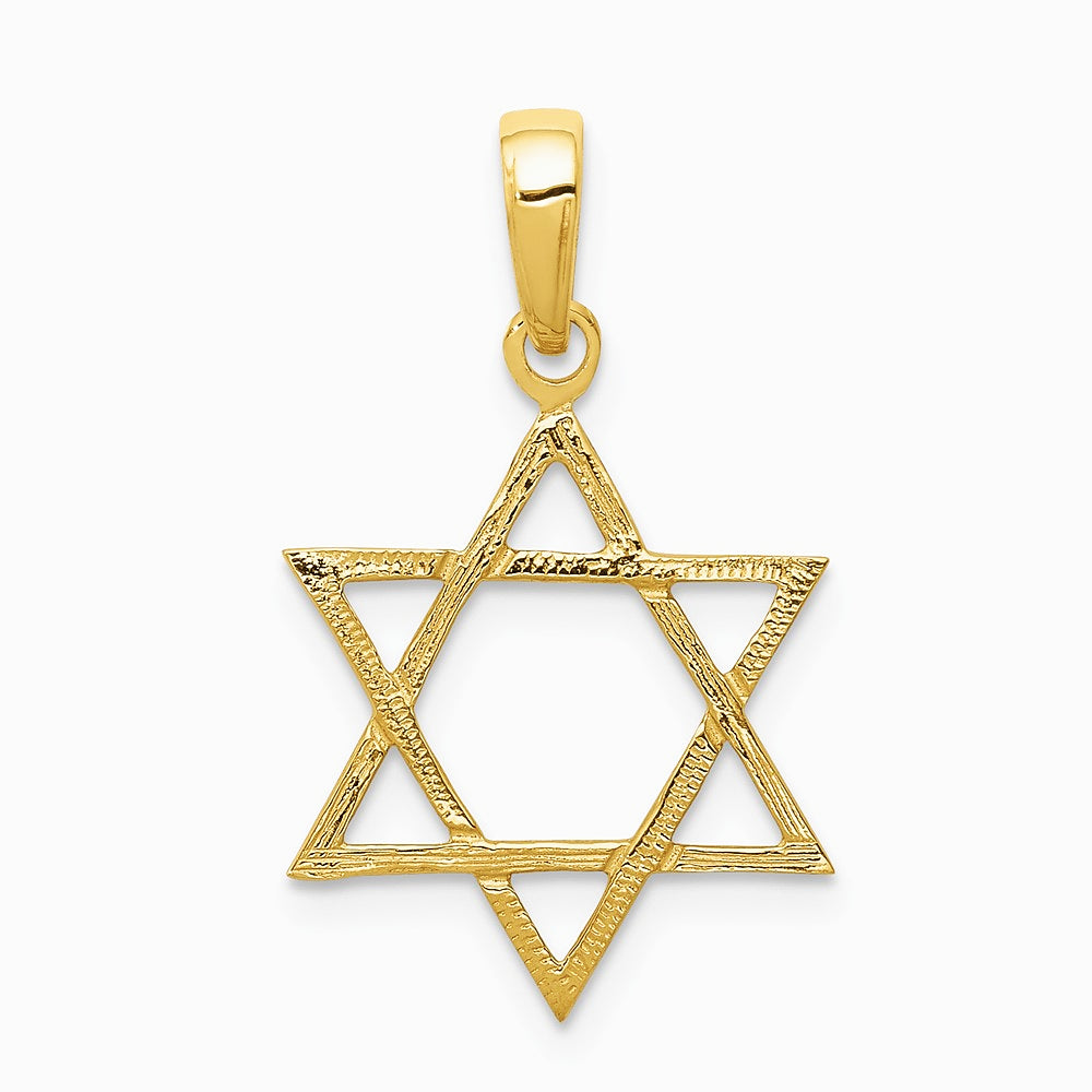 10K / 14K Yellow Gold Star of David Pendant - Product Photo