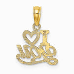 10K / 14K Yellow Gold Polished and Textured I HEART YOU Charm - Product Photo