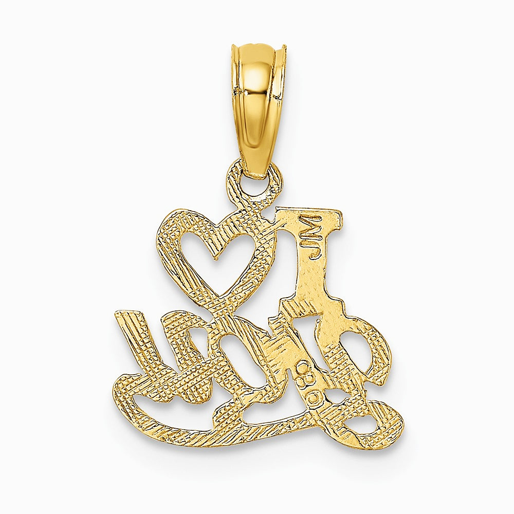 10K / 14K Yellow Gold Polished and Textured I HEART YOU Charm - Product Photo